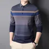 Polos pour hommes Top Grade Fashion Designer Marque Simple Mens Polo Shirt Avec Long Sleave Trendy Stripped Casual Tops Hommes Vêtements 220905