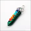 Lockets grossist malachite hexahedron reiki point hänge med 7 chakra crystal ädelsten för kvinnor män smycken halsband dhseller2010 dhmdv