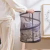 Tvättpåsar mesh hink väska fällbara korgar leksakskläder förvaring bärbar dragkorg korg garderob organzier hem hamper låda