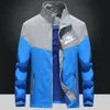 Primavera Outono Jaquetas Azuis Masculinas Patchwork Moda Casacos Masculino Casual Magro Gola Alta Jaqueta Bomber Sobretudo Masculino