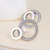 CZ Diamond Pave Circle Серьги -шпильки Аутентичные серебряные серебряные дизайнерские ювелирные изделия для сердечной серьги Pandora Love с оригинальной коробкой