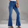 Frauen Jeans 1109 waschen hohe elastische Denim -Frauenhosen Glockenboden Tailliert