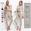 Yoga Outfit 23 Piece Set Femmes Gym Wear Seamless Sports Bra Crop Top Taille Haute Leggings Fitness Sportswear Workout Outfits Femme 220905