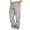 Pantaloni da uomo Uomini di colore solido Colora elastico Wiast Multi Pockets Cargo per abbigliamento quotidiano