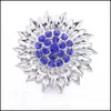 Charms Sier Color Snap Button Women Crystal Sunflower Charms Jewelry Findings Rhinestone 18Mm Metal Snaps Buttons Diy Br Dhseller2010 Dhdb8