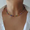 Boho Handmade Beaded Chain Chokers Short Necklace for Women Colorful Strand Beads Statement Necklace Girl Jewelry Wholesale