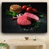 Canvas Painting Vegetable Meat Hamburger Kitchen Cuadros Scandinavian Posters and Prints Wall Art Food Picture Living Room