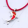 Pendant Necklaces Fashion Silver Plated Bohemia Women Birthday Party Whale Fire Opal Leather Cord Rope Chain Necklace OP029