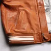 Casual Sports Lychee Pattern Leather Flight Suit Jackets Men European and American Lapel Neck Sheepskin Leather Jacket