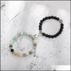 Cazibe bilezikler kalp manyetik çırpınma sevenler çift bilezik lav taş boncuklar bilezikler unisex mesafe eşleşen braclet valenti dhvxr