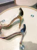 Отсуть обувь повседневная дизайнерская сексуальная леди -мода Women Pumps Gold Clear Pvc -шипы точка на высоких каблуках обувь 10 см. Свадебная обувь 243t 243t