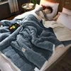 담요 겨울 3 층 퀼트 양털 침대 및 소파에 성인 양면 담요를 던져 슈퍼 따뜻한 두꺼운 푹신한 덮개