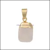 Charmes Plaqué or bordé cristal pierre de naissance charme Rose Quartz guérison Druzy pierres pendentif bricolage fabrication de bijoux goutte Deli Dhseller2010 Dhv4H