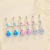 Dangle Earrings Vintage Silver Color Love Heart White Pink Blue Water Drop Stone For Women Wedding Jewelry Bridal Gifts