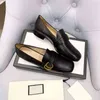 70% OFF Designer luxury slippers High version home British small leather spring style square head double button thick heel casual leofaux women's