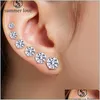 Stud New Arrival M-8Mm Clear Cubic Zirconia Stud Earring For Women Girls Sier Gold Rose Plated Stainless Steel Wedding Earr Mjfashion Dhzge