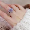 Anelli a grappolo Anello di lusso in moissanite da 2 ct con diamante a taglio brillante rotondo Test superato Girasole per matrimonio da donna