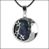 Pendant Necklaces Natural Gemstone Moon And Star Pendant Necklace Sier Alloy Round Shape Charm Jewelry Unisex Amethyst R Dhseller2010 Dhsq8