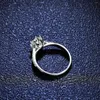 Bagues de Grappe 1CT Moissanite Fiançailles 14K Or Blanc Plaqué Argent Sterling Promise Ring 0.28CT Demi Eternité Ensembles de Mariée Empilables