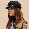 Berets Women's Casual British Style Retro Octagonal Hats Female Fashion Nailed Pearl Belt Triangle Buckle Vintage Peaked Caps