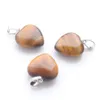 Lovers Heart Dangle Pendant Jewelry Natural Tigers Eye Amethysts Gem Stone Beads Charm Pendants for Women Gifts 20x20mm BN345