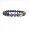 Brins de perles Bracelet élastique en pierre naturelle de 8 mm Priez la méditation volcanique Tête de bouddha Hommes et femmes Huile essentielle Aromathérapie Cure Dh0Ws