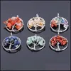 Charms Gravel 7 Chakra Beads Stone Wrapped Tree Of Life Energy Charms Healing Crystal Reiki Pendant For Necklace Jewelry Dhseller2010 Dhz1V