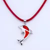 Pendant Necklaces Fashion Silver Plated Bohemia Women Birthday Party Whale Fire Opal Leather Cord Rope Chain Necklace OP029
