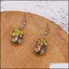 Dangle Lustre À La Main Creative Femme Fleur Sèche Dangle Boucle D'oreille Romantique Boule Ovale En Verre Fleurs Séchées Arbre De Vie D Mjfashion Dhfym