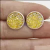 Ohrstecker Designer 12 mm Harz Druzy Drusy Ohrstecker Silber vergoldet handgefertigt für Frauen Schmuck Drop Lieferung 2021 Dhseller2010 Dhytc