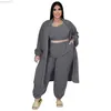 Meninas de tracks de tamanho feminino Haoohu urbano plus size roupas femininas etono inverno novo lã polar grossa de três peças conjunto de mangas compridas de moda longa. Conjunto casual l220905