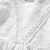 Девушка платья повседневная одежда для модной одежды летние девочки платье с коротким рукавом выдолблены из хлопкового белого