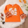 Shirts Toddler Baby Girls Halloween T-Shirts Casual Long Sleeve Ghost Print Round Neck Tops 18M-6T