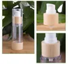 Bottiglia di bambù Contenitori per campioni cosmetici in plastica vuota Lozione per emulsione Bottiglie per pompa senz'aria sottovuoto in bambù 30 ml 50 ml 80 ml