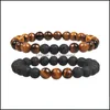 Perlenstränge 2 Stück Männer und Frauen 8 mm Natursteinperlenarmband Elastische Yoga-Kombination Ätherisches Öl Aromatherapie F Dhseller2010 Dhbqq