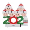 EN STOCK Décoration en gros Détail Polyrésine 2021 Famille de 2 Ornements d'arbre de Noël de quarantaine personnalisés Décoration Souvenir de Noël Souvenir