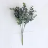 Flores decorativas Plantas plásticas artificiais folhas de eucalipto Arranjo Folhagem falsa para decoração de casamento Planta falsa verde