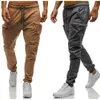 Pantalones para hombres hombres sólido cuasal de cintura media con bolsillos de primavera
