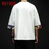 Männer T-shirts RUIHUO Halbarm Leinen Baumwolle T-shirt Für Männer Kleidung Harajuku T-shirt Sommer Streetwear Hip Hop 5XL Eingetroffen 220905