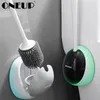 Toilet Brushes Holders ONEUP Silicone Toilet Brush Wall-Mounted Cleaning Brush With Base Drainable Cleaning Tools Household Bathroom Accessories Sets 220902