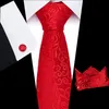 Bow Ties Vangise Red Floral 100% Silk For Men Gifts Wedding Necktie Gravata Handkerchief Set Business Groom1224v