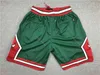 Shorts masculins pour hommes juste Don Pocket Basketball Shorts r￩tro cousu 08-09 Green Pocket Chicagobullshorts Mesh Mesh Sports Pocket Sweatpants