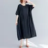 Abiti casual Abito estivo nero oversize Donna Stile cotone Abiti da donna femminili di grandi dimensioni Abiti larghi oversize 2022