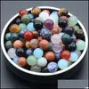 Pendant Necklaces Round Gemstone Pendants Necklace Natural Dangle 14Mm Ball Crystal Charms Healing Chakra Stone Charm Sp Dhseller2010 Dh96Q