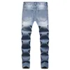 Jeans masculino reto rasgado tamanho grande calça jeans casual slim fit cor clara calça multifuros tamanho 28-42 pantalones