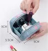 5pcs Cosmetic Bags Women Polyester Cactus Prints Waterproof Protable Square Solid Lipstick Storage Bag Mix Color