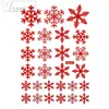 Decorazioni natalizie 27 pezzi fiocco di neve bianco/rosso 2022 adesivi per finestre invernali decalcomanie da parete forniture murali