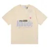 Chaopai gaojie American Rhude Tee 편지 인쇄 인쇄 남자 캐주얼 둥근 목면 짧은 슬리브 티셔츠