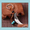 Keychains Creative Women and Men Imitatie Wolf Tand hanger Keychains Retro Tassel Keyrings Charme auto Key Accessoires Drop Lulubaby DH2ed