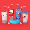 24oz/710 ml Luminous Halloween Water Mug Color Changing Plastic Cup Cold Changing Drink Straw Cups Magic Coffee Beer Mugs Christmas Drinkware